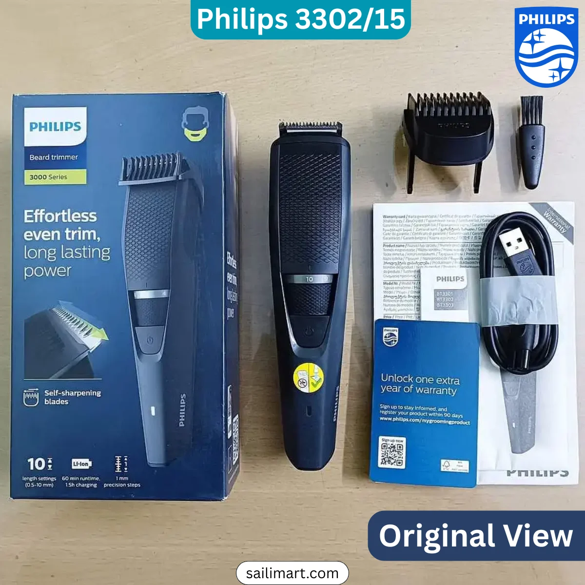 Click to see full view PHILIPS Men Bt 3302/15 3000 Series Beard Trimmer,Battery Powered
