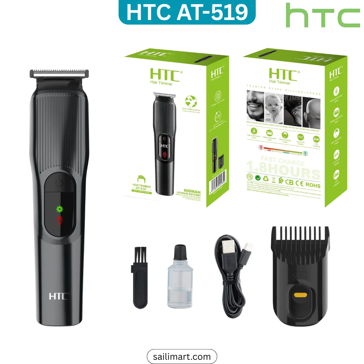 HTC AT-519 Men Hair & Beard Trimmer Type-C