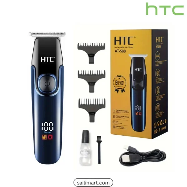 HTC AT-588 Cordless Trimmer – Self-Sharpening Blades and Smart Display