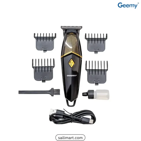 Original Geemy GM-8033 rechargeable trimmer full set with guide combs and accessories