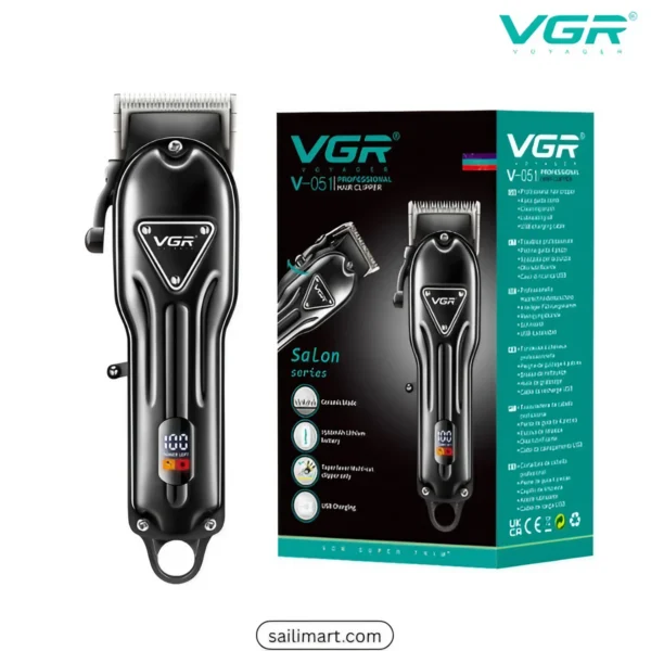VGR V-051 Hair Clipper Box Content – Trimmer, Combs, Charger, Brush