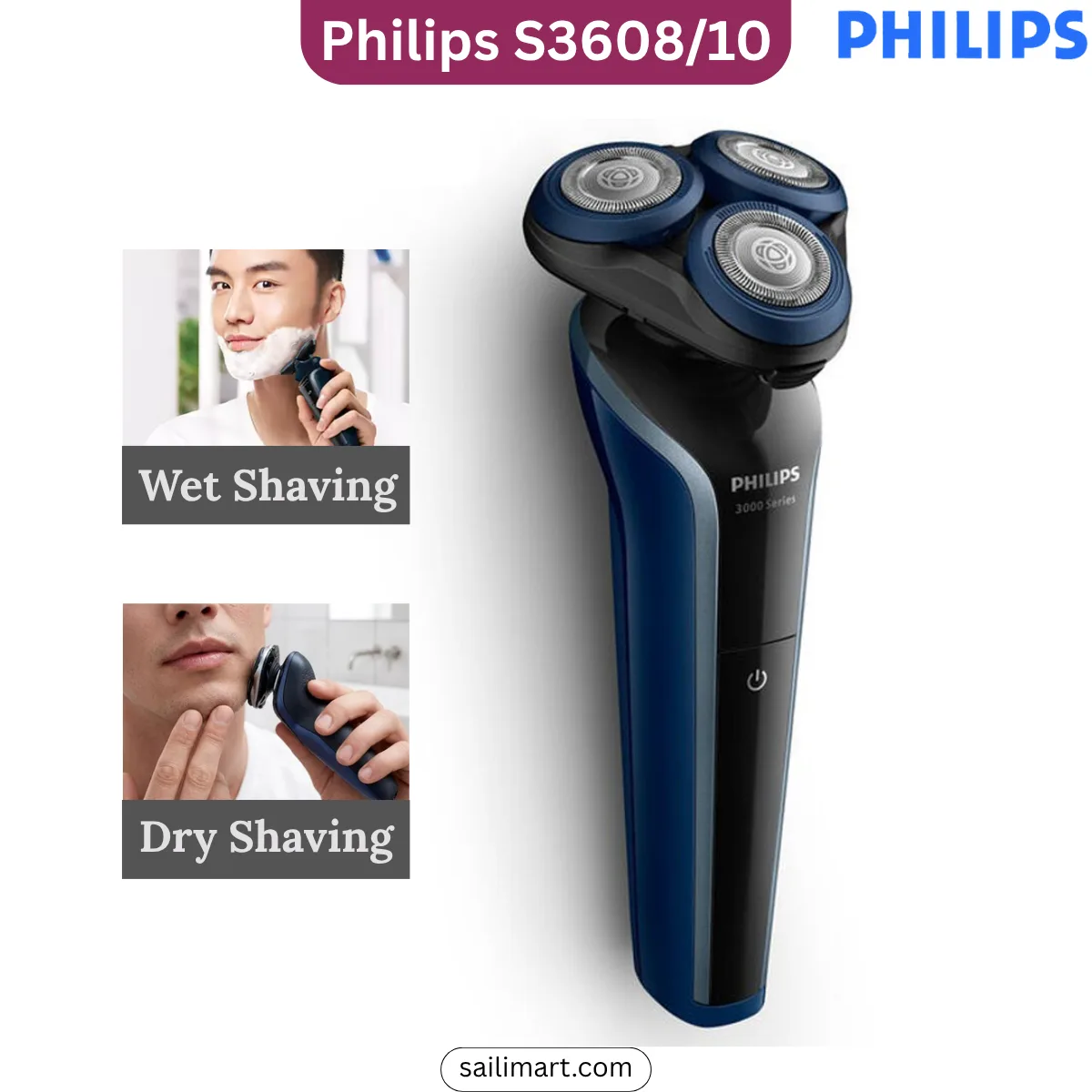 Philips S3608/10 Wet & Dry Shaver for Men 3000 Sreies