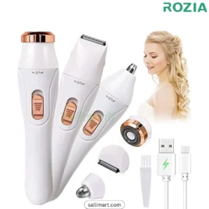 Rozia Blawless 3-in-1 Rechargeable Women's Razor and Eyebrow Trimmer