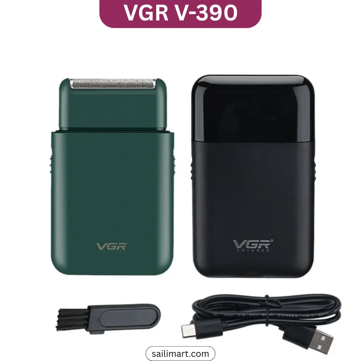 VGR V-390 Foil Shaver – Ultra Thin Pocket Size Rechargeable Travel Shaver with Pop-Up Trimmer
