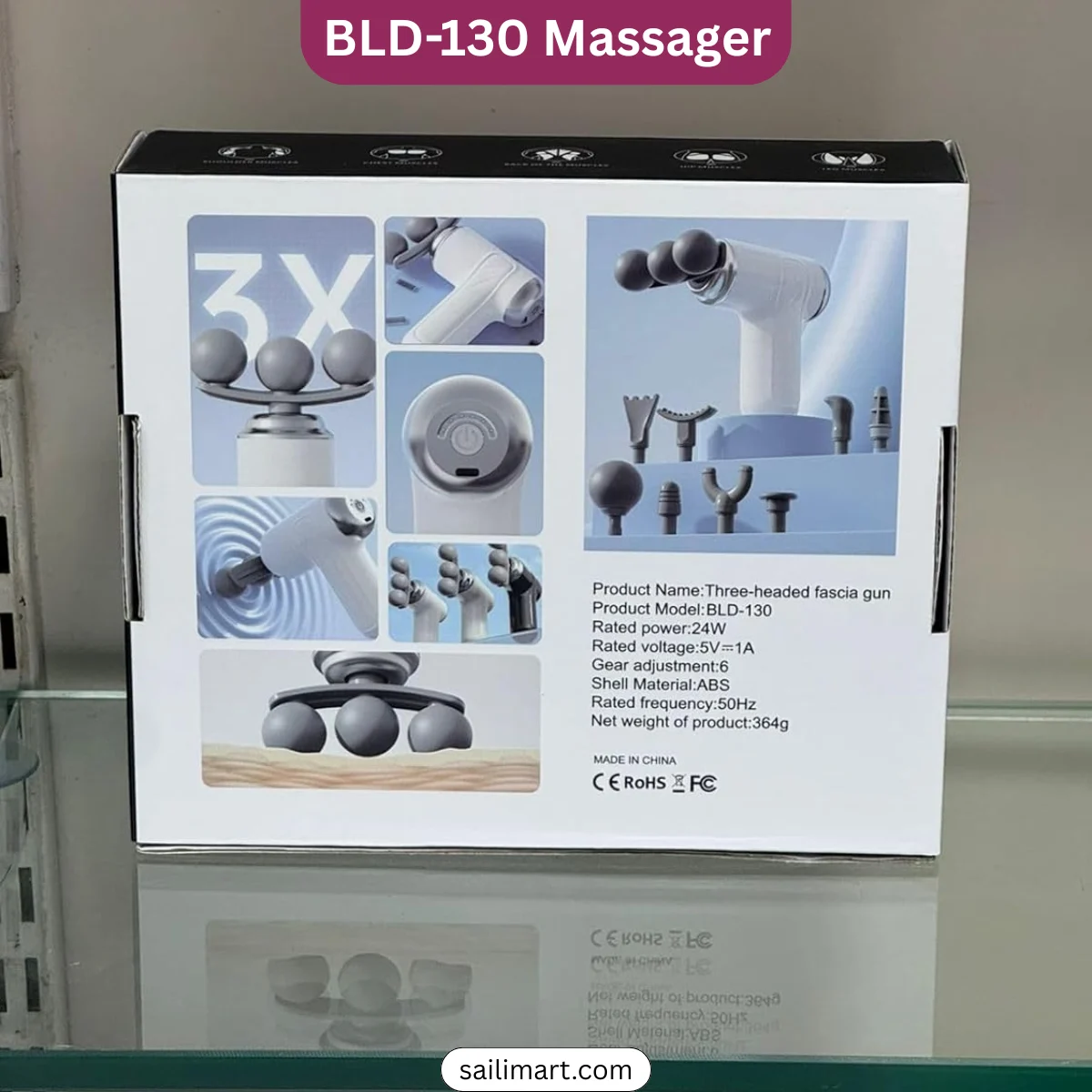 Blueidea BLD-130 Three Headed Fascia Gun Massager