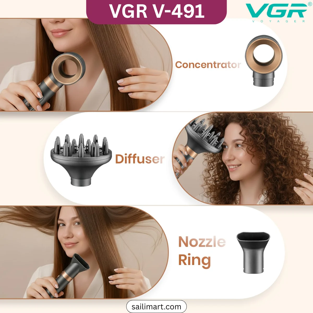 VGR V-491 6-in-1 Professional Hot Air Styler & Hair Dryer