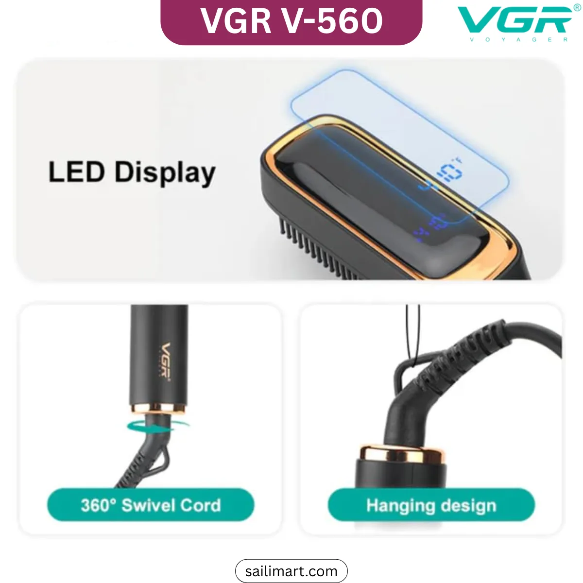VGR V-560 Hair Straightener Comb & Brush