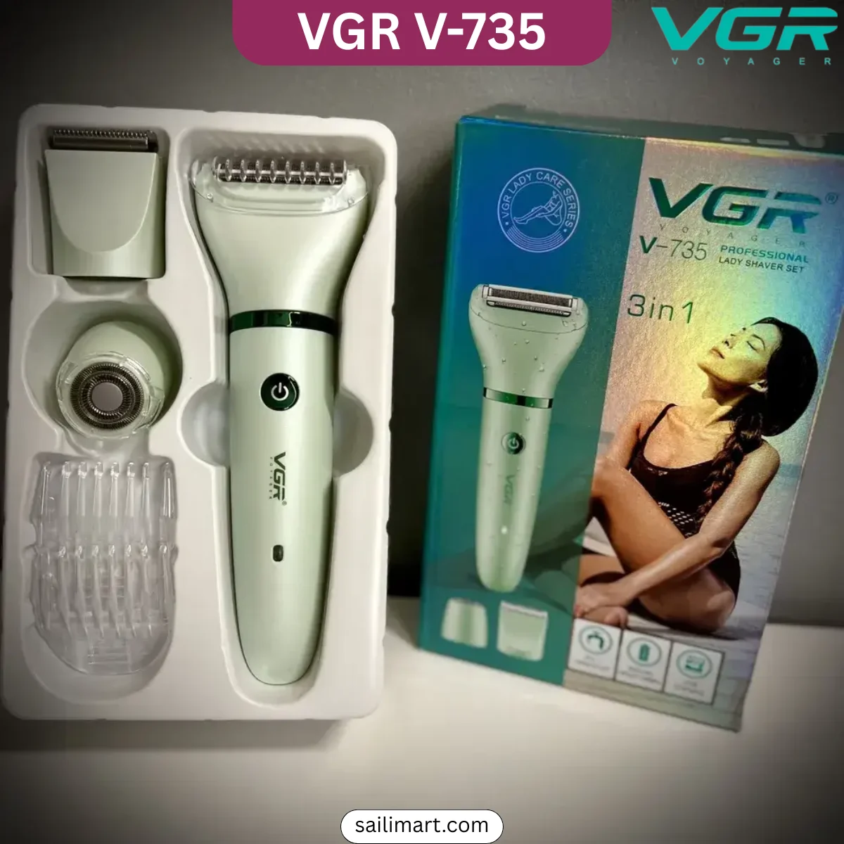 VGR V-735 Professional Lady Shaver Set IPX7 Waterproof