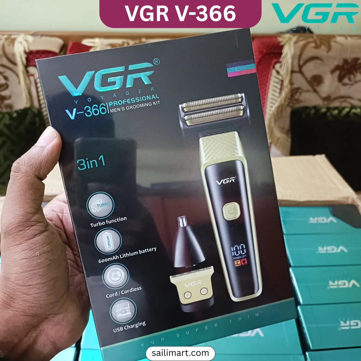 VGR V-366 Trimmer Professional Men's Grooming Kit