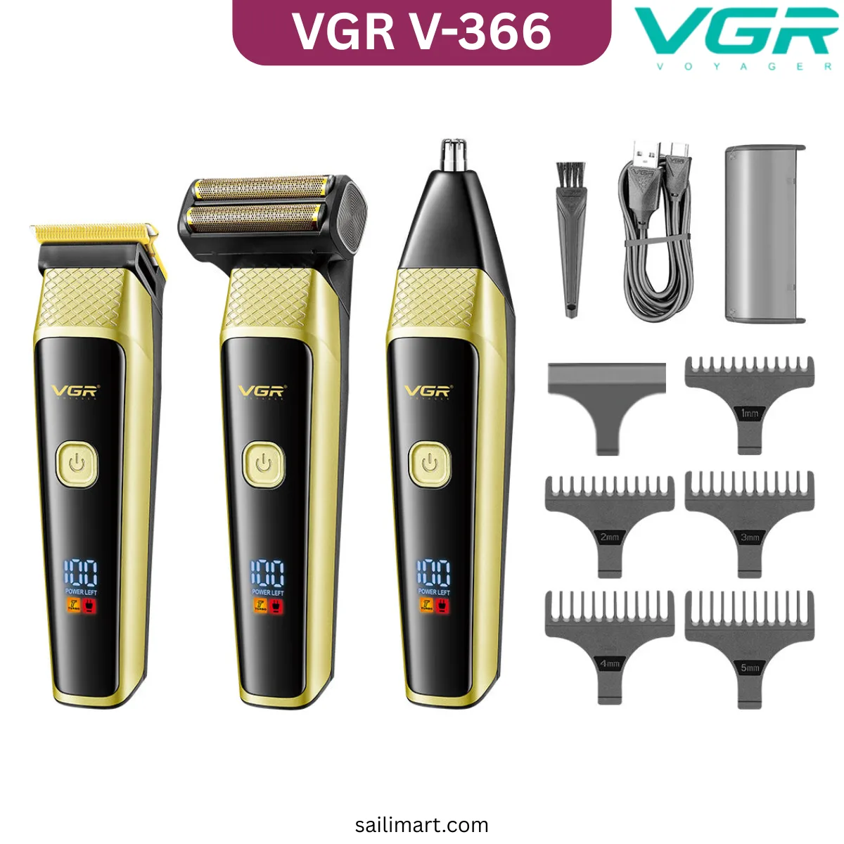 VGR V-366 3-in-1 Grooming Kit - Trimmer & Shaver