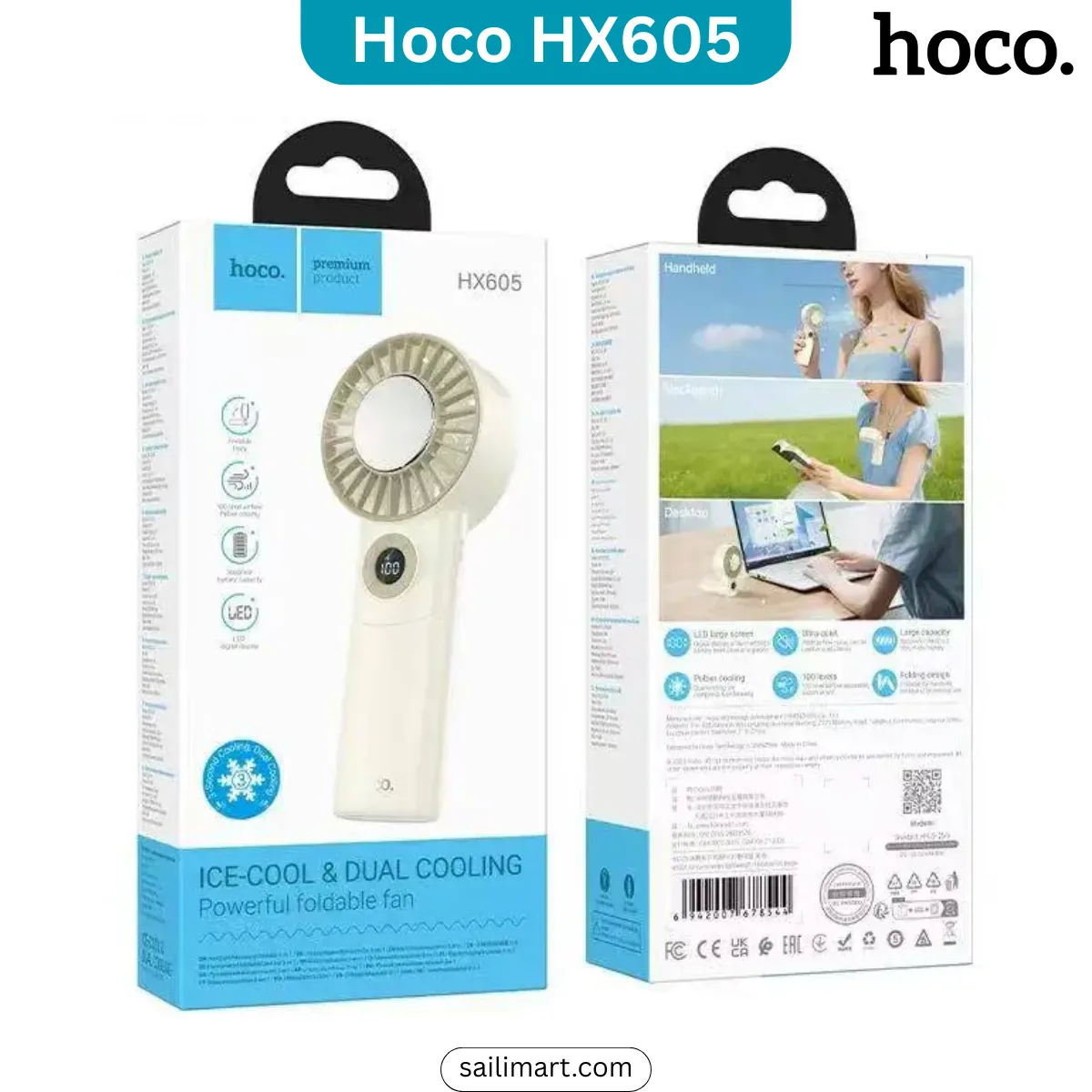 Hoco HX605 Rechargeable Foldable Cooling Fan Best Price in Bangladesh