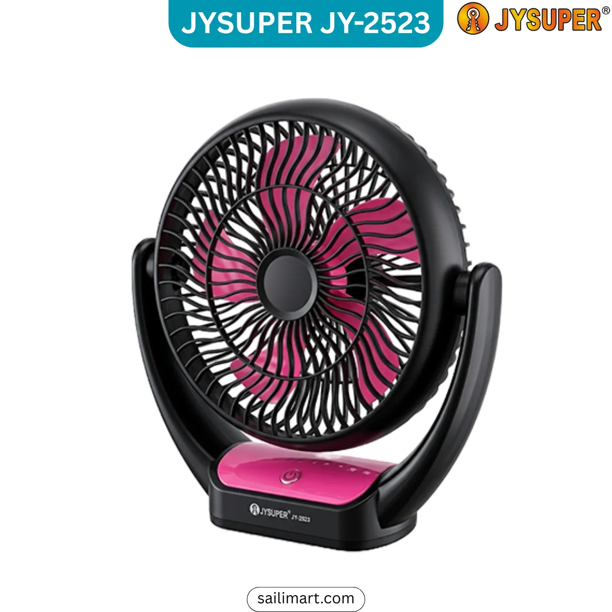 JYSUPER JY-2523 Rechargeable Fan Pink Color