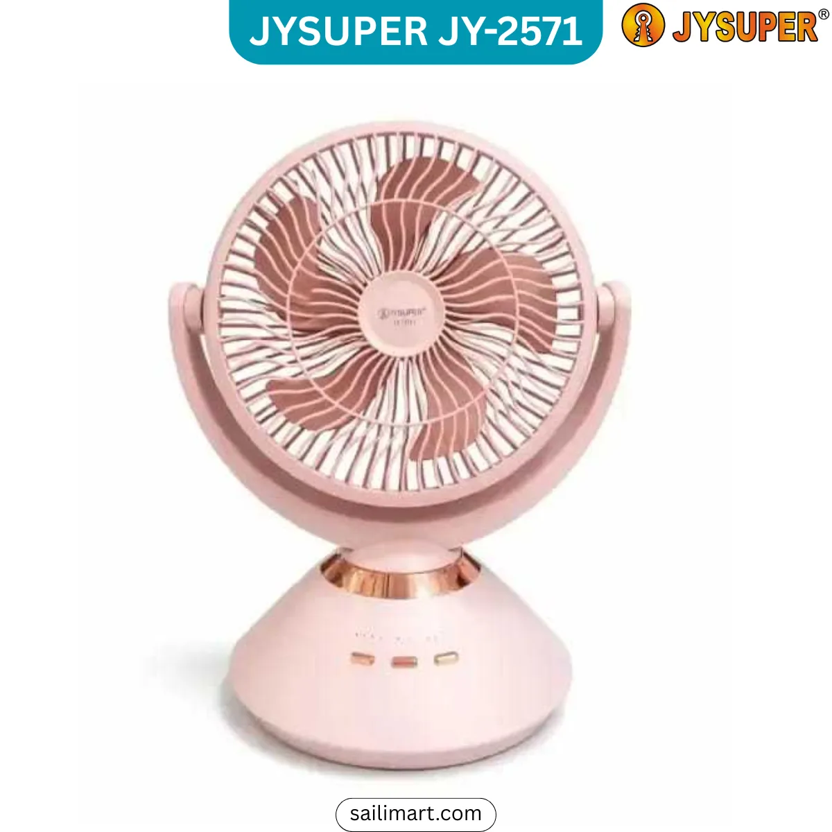 JYSUPER JY-2571 Rechargeable Table Fan Pink Color