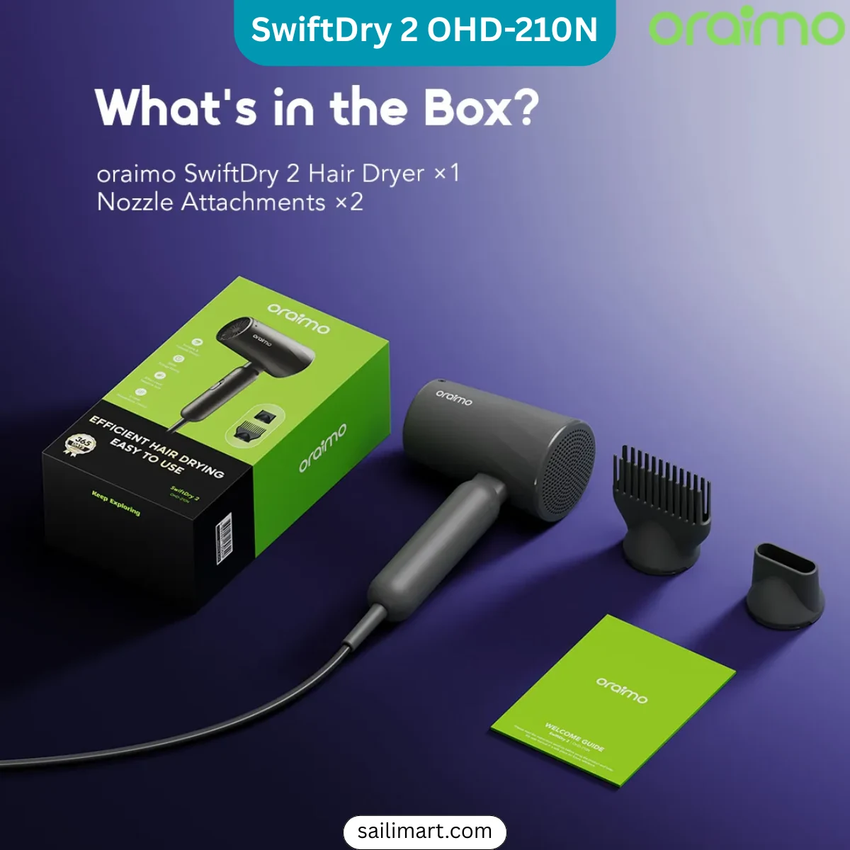 Oraimo SwiftDry 2 OHD-210N 800W Hair Dryer Best Price in Bangladesh