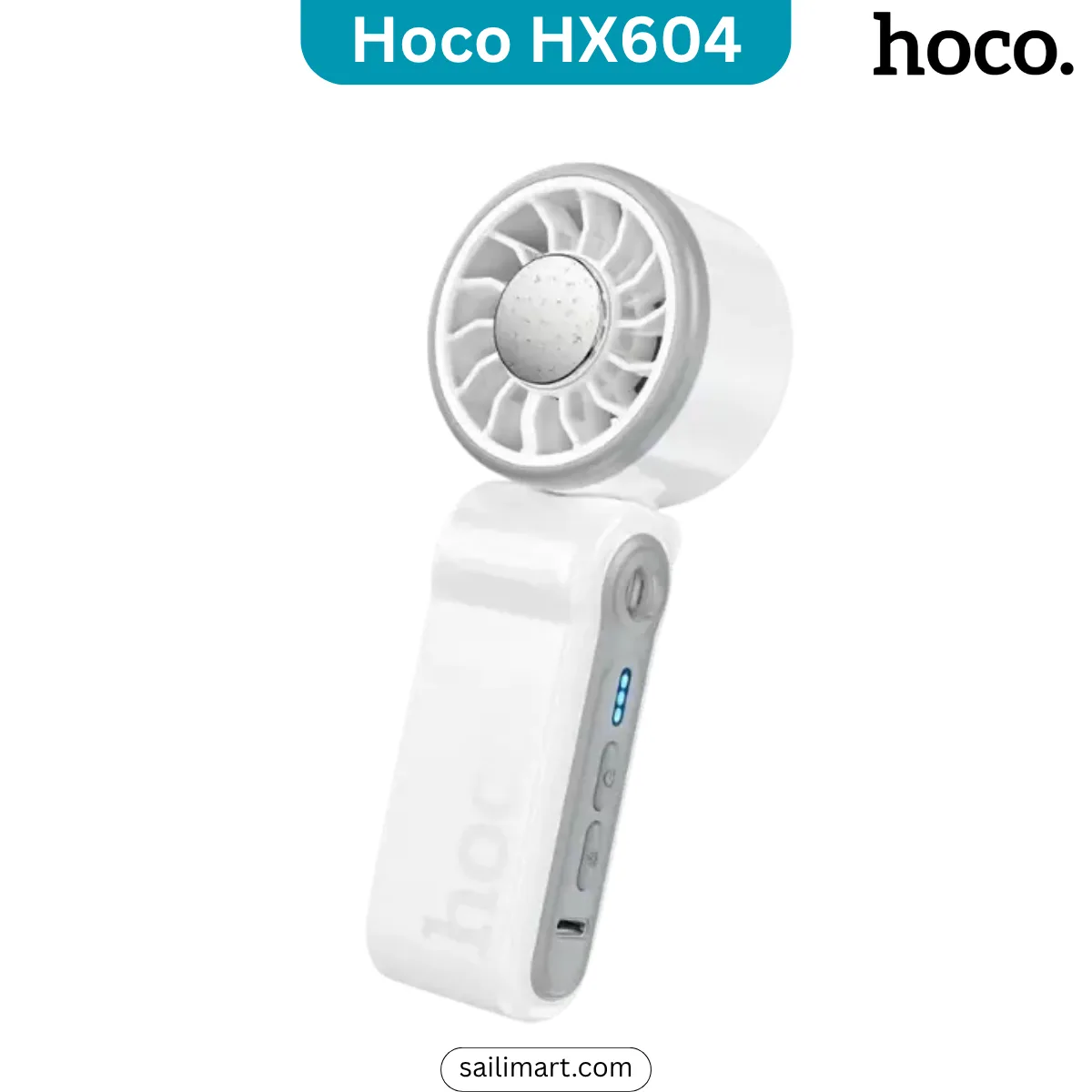 Hoco HX604 Ice Pack Series Foldable Handheld Fan White Color