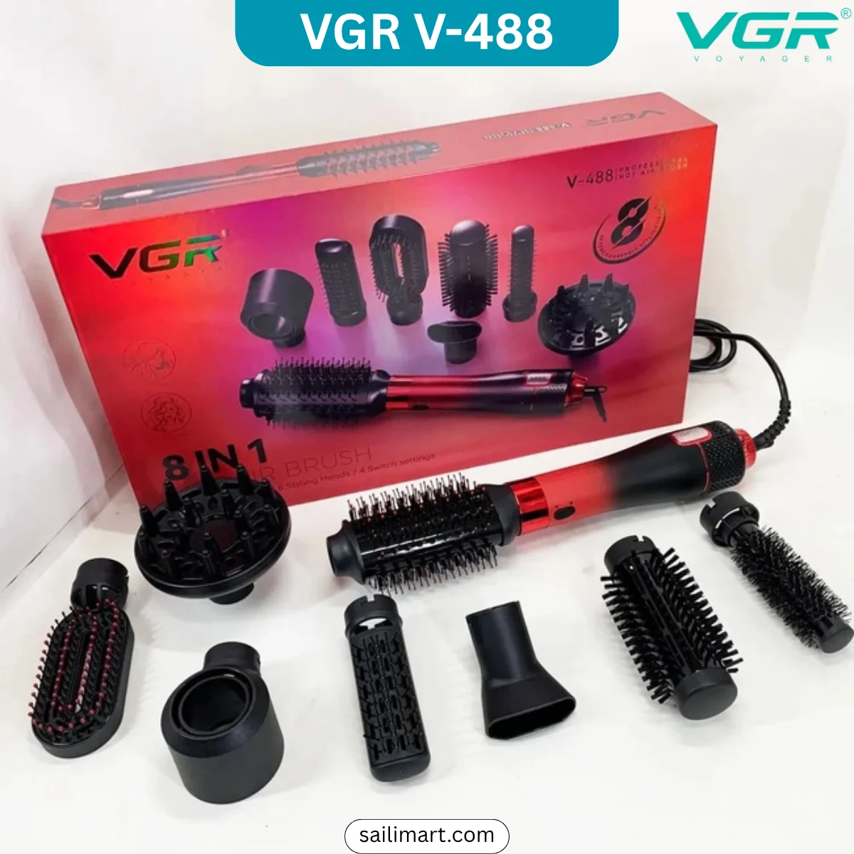 VGR V-488 Professional 8-in-1 Hot Air Brush Hair Styler