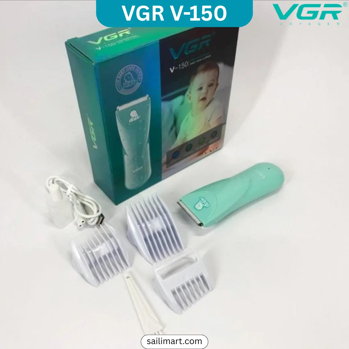 VGR V-150 baby hair clipper for kids with ceramic blade and guide comb attachments
