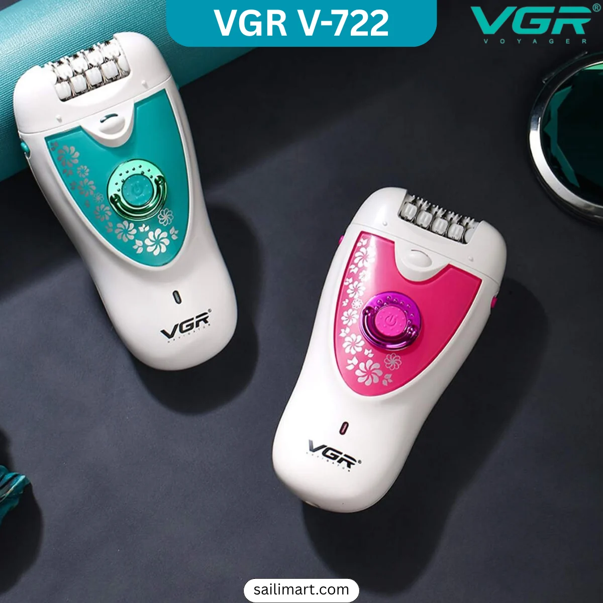 VGR V-722 2-in-1 women's epilator and electric shaver with interchangeable hair removal heads